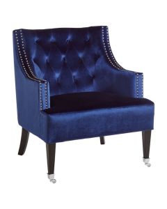 Darlington Velvet Upholstered Armchair In Blue