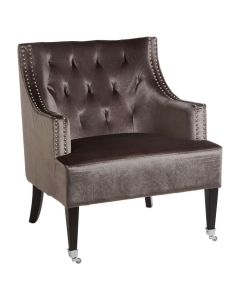 Darlington Velvet Upholstered Armchair In Grey