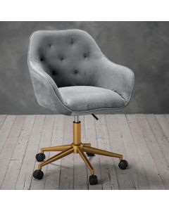 Darwin Velvet Upholstered Home And Office Chair In Grey