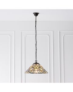 Dauphine Medium Tiffany Glass Ceiling Pendant Light In Dark Bronze