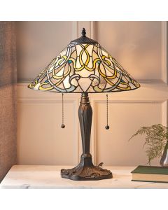 Dauphine Medium Tiffany Glass Table Lamp In Dark Bronze