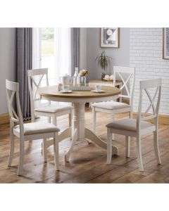 Davenport Round Oak And Ivory Dining Table With 4 Chairs