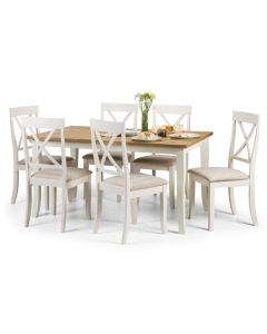 Davenport Wooden Dining Table In White And Ivory With 6 Chairs