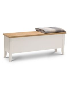 Davenport Wooden Storage Dining Bench In Ivory And Oak