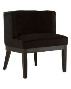 Daxton Rounded Velvet Upholstered Armchair In Black
