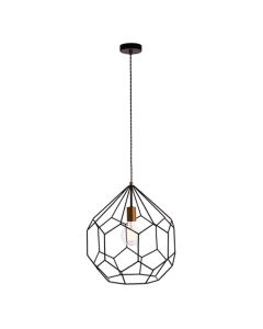 Deco Ceiling Pendant Light In Matt Black And Satin Gold Effect