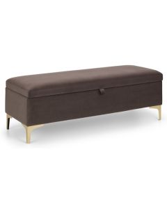 Deco Truffle Velvet Upholstered Blanket Box In Brown