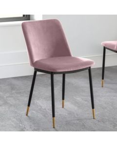 Delaunay Velvet Dining Chair In Dusky Pink