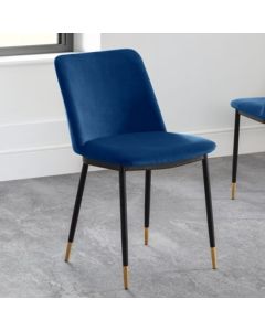 Delaunay Velvet Upholstered Dining Chair In Blue