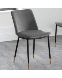 Delaunay Velvet Upholstered Dining Chair In Grey