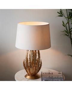 Delphine Decorative Layered Leaves Table Lamp In Gold With Ivory Shade