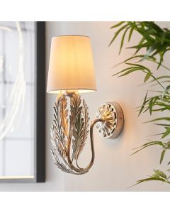 Delphine Decorative Layered Leaves Wall Light In Silver With Ivory Shade