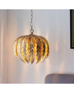 Delphine Small Decorative Layered Leaves Pendant Light In Gold