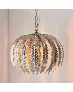 Delphine Small Decorative Layered Leaves Pendant Light In Silver