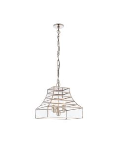 Dempsey Clear Glass 3 Lights Ceiling Pendant Light In Polished Stainless Steel