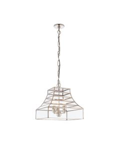 Dempsey Clear Glass 3 Lights Ceiling Pendant Light In Polished Stainless Steel