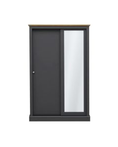 Devon 2 Doors Sliding Wooden Wardrobe In Charcoal