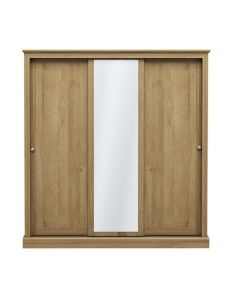 Devon 3 Doors Sliding Wooden Wardrobe In Oak