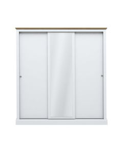 Devon 3 Doors Sliding Wooden Wardrobe In White