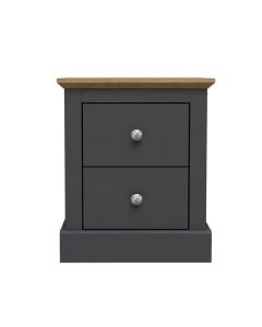 Devon Wooden Bedside Cabinet In Charcoal With 2 Drawers