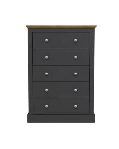 Devon Wooden Chest Of Drawers In Charcoal With 5 Drawers