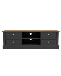 Devon Wooden TV Stand In Charcoal With 4 Drawers