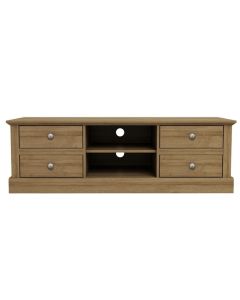 Devon Wooden TV Stand In Oak With 4 Drawers
