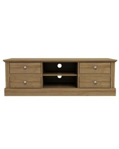 Devon Wooden TV Stand In Oak With 4 Drawers