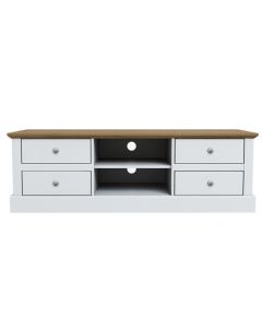 Devon Wooden TV Stand In White With 4 Drawers