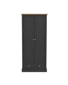 Devon Wooden Wardrobe In Charcoal With 2 Doors And Drawer