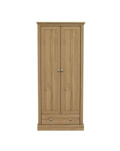 Devon Wooden Wardrobe In Oak With 2 Doors And Drawer