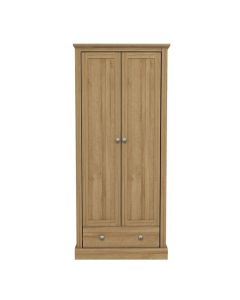 Devon Wooden Wardrobe In Oak With 2 Doors And Drawer