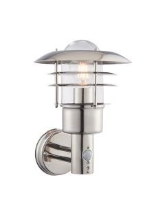 Dexter Clear Glass Shade Wall Light In Polished Stainless Steel
