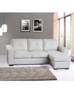 Diego Full Bonded Leather Chaise Sofa Bed In White