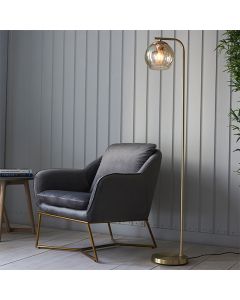 Dimple Champagne Lustre Glass Shade Floor Lamp In Brushed Brass