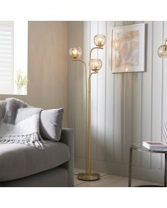 Dimple Lustre Glass Shades 3 Lights Floor Lamp In Champagne