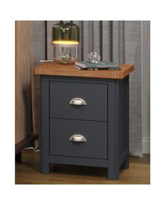 Highland Wooden Bedside Cabinet With 2 Drawers In Midnight Blue