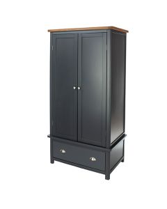Highland Wooden Wardrobe With 2 Doors And 1 Drawer In Black