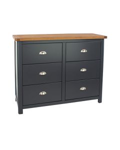 Highland Wooden Chest Of 6 Drawers In Black