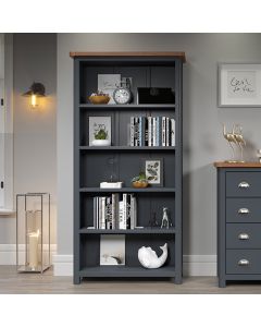 Highland Tall Wooden Bookcase In Midnight Blue