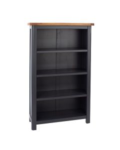 Highland Narrow Wooden Bookcase In Midnight Blue