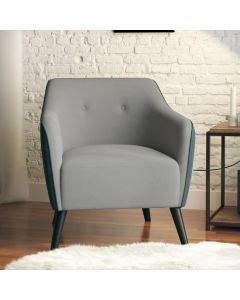 Kayden Chenille Fabric Bedroom Chair In Grey With Wooden Feets