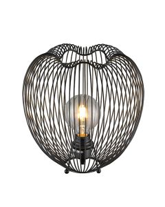 Dollis 1 Bulb Wire Birdcage Effect Table Lamp In Matt Black