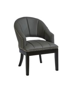 Dorchester Faux Leather Accent Chair In Grey
