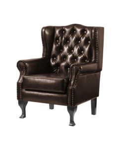 Dorchester PU Leather Armchair In Brown With Wooden Legs