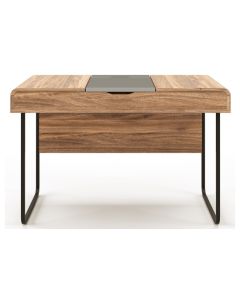 Dorset Wooden Computer Desk In Walnut And Grey