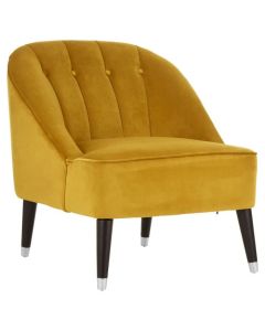 Doucet Velvet Upholstered Lounge Chair In Yellow Finish