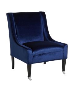 Downton Velvet Upholstered Accent Chair In Blue