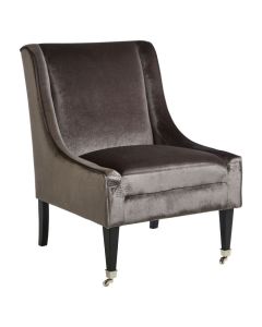 Downton Velvet Upholstered Accent Chair In Grey