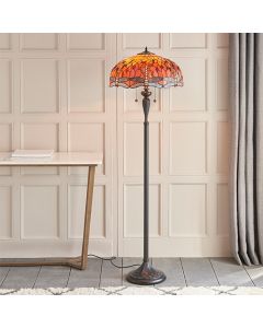 Dragonfly Flame Tiffany Glass Floor Lamp In Dark Bronze